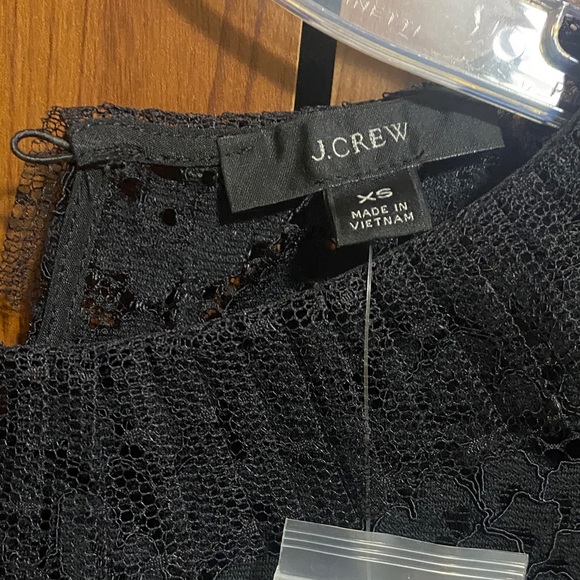 J. Crew Black Lace Blouse Top with Tulle Ruffle Long Sleeve holiday party Sz XS - Picture 3 of 8